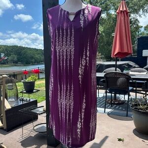 JON & ANNA sleeveless summer dress plum purple Med floral pattern